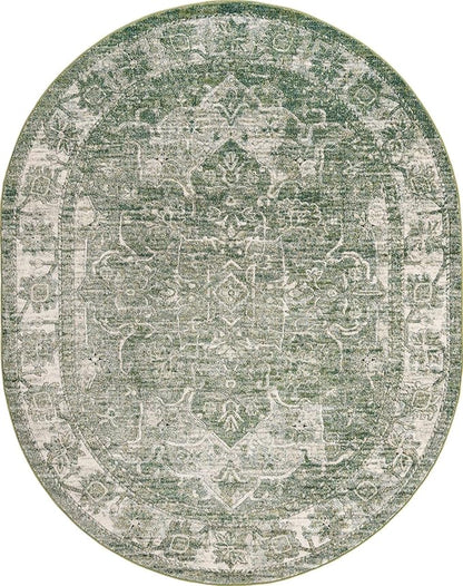 Unique Loom Isabella Collection Area Rug - Adjani (7' 10" x 10' Oval, Green/ Ivory)