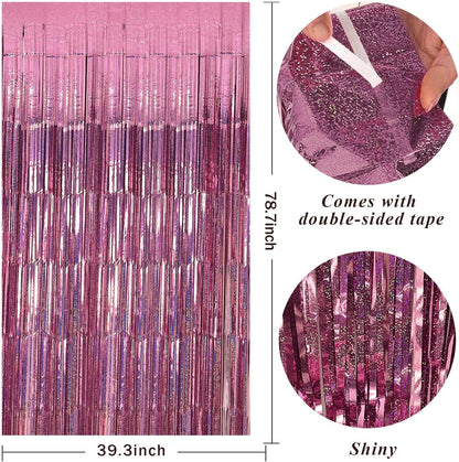 Party Backdrop Curtains Metallic Tinsel Foil Fringe Curtains Party Photo Backdrop Party Streamers for Party Birthday Graduation New Year Eve Bachelorette Decorations Wedding Decor