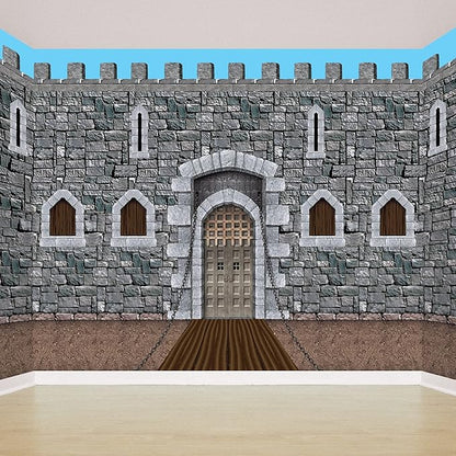 Beistle Stone & Dirt Floor Wall Backdrops, 4’ x 30’, Pack of 2 – Medieval Party Decorations, Medieval Decor Background, Easy to Adhere Wall Covering, Stone Backdrop, Halloween Party Decorations