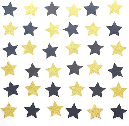 Glitter Five Stars Table Confetti Decor - Black Gold Wild One 1st Birthday Graduation Party Twinkle Stars Confetti Sequins Wedding New Years Party Confetti Sprinkles Decoration, 200pc