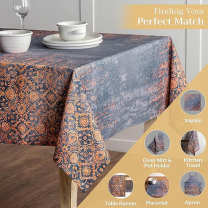 Maison d' Hermine Table Cloth Rectangle Table 100% Cotton 70 x 140 Inches Fall Tablecloth Reusable Everyday Use for Thanksgiving Christmas Decorations Dining Farmhouse Party (Imperfection)