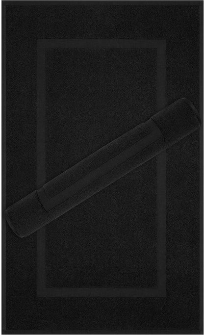 Cotton Paradise 100% Cotton Turkish Bathmat Set, Soft Absorbent Quick Dry, 2 Piece 20x34 Bathmat Floor Set, Coal Black