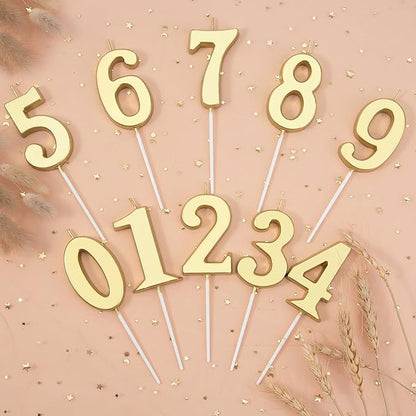 PHD CAKE 2.76 Inch Modern Gold 8 Number Birthday Candles, Gold Number Candles, Cake Number Candles, Party Celebration
