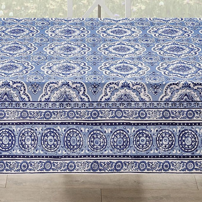Maison d' Hermine Table Cloth Square Table 100% Cotton 60 x 60 Inches Tablecloth Reusable Decorative for Dining Room Farmhouse Home Valentines Day Decorations Spring Summer - Melodie Bleue