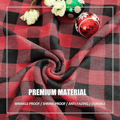 Buffalo Plaid Rectangular Tablecloth-Cotton Gingham Table Cloth for Kitchen Restaurant Farmhouse Christmas Holiday Decor (Rectangle/Oblong, 55x120,Red and Black)