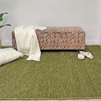 Alfa Rich 3x10 Green Washable Area Rugs for Living Room Hallway Kitchen Cotton Decor Solid Runner Rug