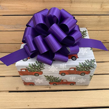 Large Purple Ribbon Pull Bows - 9" Wide, Set of 6, Easter, Spring, Valentine's Day, Mardi Gras, Big Bows, Gift Basket, Cancer Awareness, Birthday, Fundraiser, School Colors, Office, Party Decoration