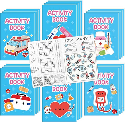 Bulk Medical Activity Books for Kids - 24Pcs Medical Mini Games Coloring Book Set Doctor Nurse Theme Coloring Booklet Include Mazes Word Search Word Scramble Games for Classroom DIY Art Medical