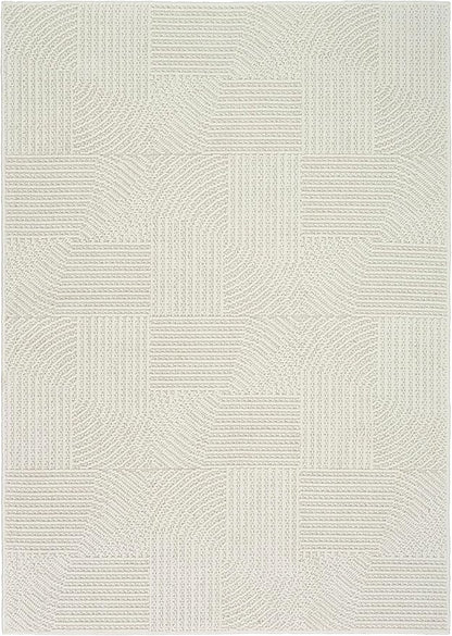 Nourison Home Textured Home Ivory 3'11" x 5'11" Area Rug - Easy Clean, Non Shedding, Bed Room, Living Room, Dining Room, Kitchen (4' x 6')