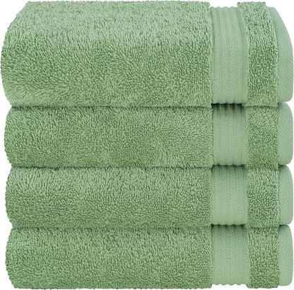 Cotton Paradise 100% Cotton Turkish Towel Set, Soft Absorbent Quick Dry, 4 Piece Hand Towel Set, Sage Green