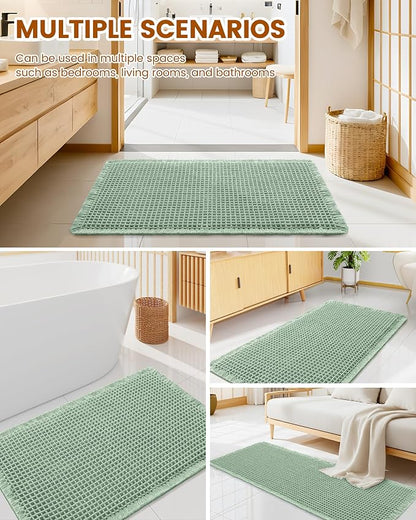 Smiry Waffle Bath Mat 30x20, Extra Soft Absorbent Bathroom Rugs, Non Slip Machine Washable Quick Dry Bath Rugs for Bathroom Floor, Tub, Shower, Home Decor Accessories, Sage Green