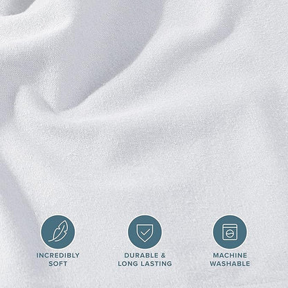 Bare Home 2 Fitted Bottom Sheets 100% Cotton Velvet Flannel (2-Pack) - Extra Soft Heavweight - Double Brushed Flannel - Deep Pocket (Queen, White)