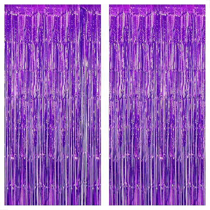 KatchOn, Metallic Purple Foil Fringe Curtain - Pack of 2 | Streamer Backdrops for Purple Birthday Decorations | Graduation Backdrops for Graduation Decorations 2026