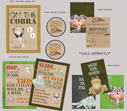 Silly Goose Gifts Reptile Snake Cobra Pin Game Activity Themed Birthday Party Supply, Fun Kids Idea Poster Stickers