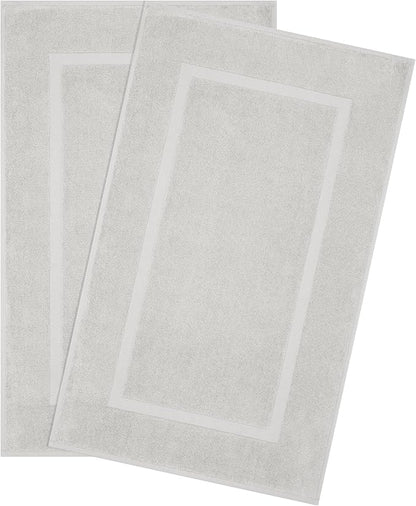 Cotton Paradise 100% Cotton Turkish Bathmat Set, Soft Absorbent Quick Dry, 2 Piece 20x34 Bathmat Floor Set, Silver Grey