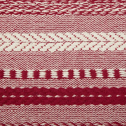 DII Farmhouse Braided Stripe Table Runner Collection, 15x108 (15x113, Fringe Included), Barn Red