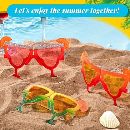 6 Pcs Margarita Funny Sunglasses Party Decor Eyeglasses Hawaiian Sunglasses for Summer Beach Luau Tropical Party(Bright Color)