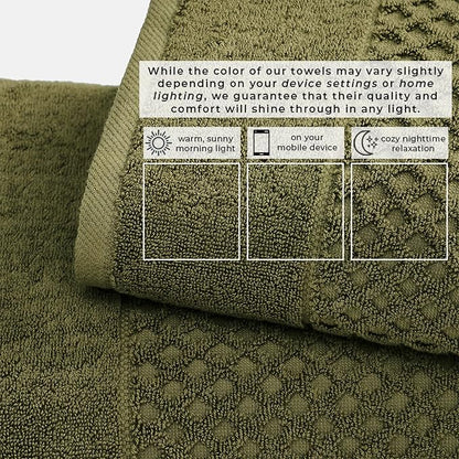 Great Bay Home Bath Towels - 100% Cotton 6 Piece Bath Sheet Set - Diamond Waffle Weave - Absorbent, Durable, Quick-Dry Towels for Bathroom (Olive)