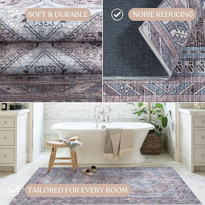 Washable Area Rug. Modern Farmhouse. Vintage. Turkish. Bohemian. Distressed. Oriental. Traditional. Rugs for Living Room. Dining. Bedroom. Office. Entryway. Foyer. (863BM, 5'9 x 8'9)