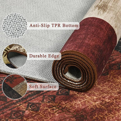 Tepook Modern Area Rug for Living Room, 6x9 Geometric Large Rugs for Bedroom, Washable Patchwork Rug Indoor Non-Slip Throw Carpets for Dining Room Office Farmhouse Home Decor, Multi