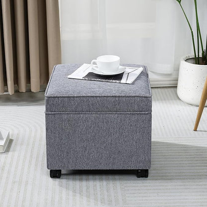 Adeco 17.5 Inch Square Storage Ottoman