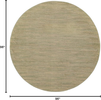 Nourison Home Nourison Essentials Green Gold 8' x Round Area Rug - Easy Clean, Non Shedding, Bed Room, Living Room, Dining Room, Kitchen (8' x Round)
