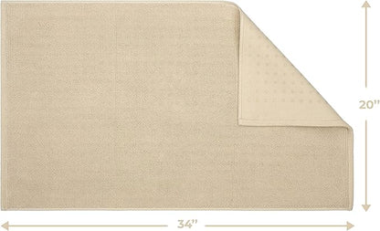 Cotton Paradise 100% Cotton Turkish Bathmat Rug, Soft Absorbent Quick Dry Non Slip, 20x34 Bathmat Rug, Beige