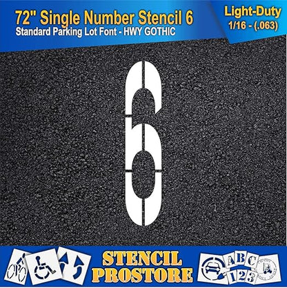 Pavement Stencils - 72 inch Single Number Stencil - 6-72" x 16" x 1/16" (63 mil) - Light-Duty
