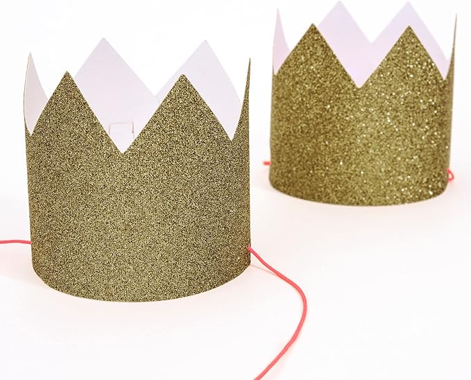 MERI MERI Gold Mini Glittered Crowns, 1 EA