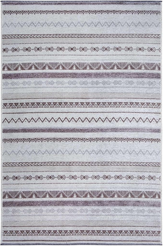 Alfa Rich 3x5 Gray Off White Washable Area Rugs for Living Room Bedroom Kitchen Decor Cotton Runner