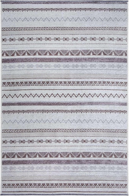Alfa Rich 3x5 Gray Off White Washable Area Rugs for Living Room Bedroom Kitchen Decor Cotton Runner