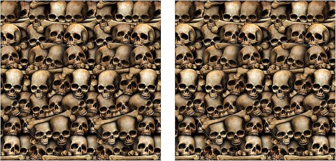Beistle Catacombs Backdrop Wall Decorations – 2 Realistic Skull and Bone Printed Plastic Wall Coverings, Halloween Haunted House Party Décor Indoor Spooky Scene Background Display, 4 Ft x 30 Ft Each