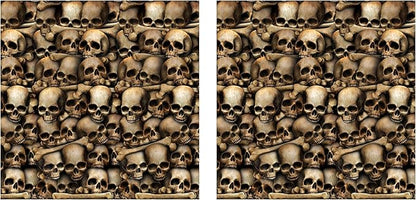 Beistle Catacombs Backdrop Wall Decorations – 2 Realistic Skull and Bone Printed Plastic Wall Coverings, Halloween Haunted House Party Décor Indoor Spooky Scene Background Display, 4 Ft x 30 Ft Each