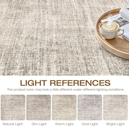 6x8 Area Rug Living Room: Washable Large Neutral Brown Rugs Abstract Soft Modern Stain Resistant Indoor Floor Non-Slip Carpet for Bedroom Nursery Kids Office Playroom Dining Room Under Table Home