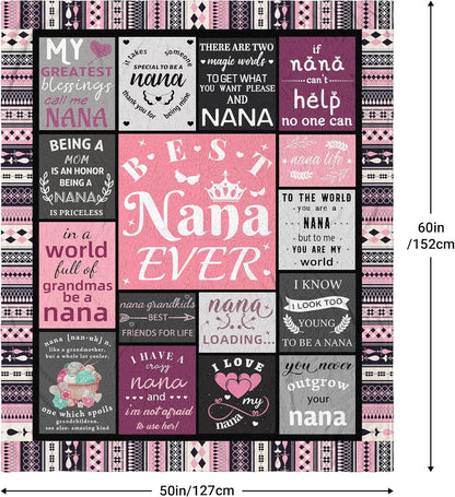 Nana Birthday Gifts, Best Nana Ever Gifts Blanket from Grandkids, Nanas Gifts Idea for Mothers Day Christmas, Super Soft Warm Cozy Throws Blanket Great Gift Ideal for Nanas 60" x 50"