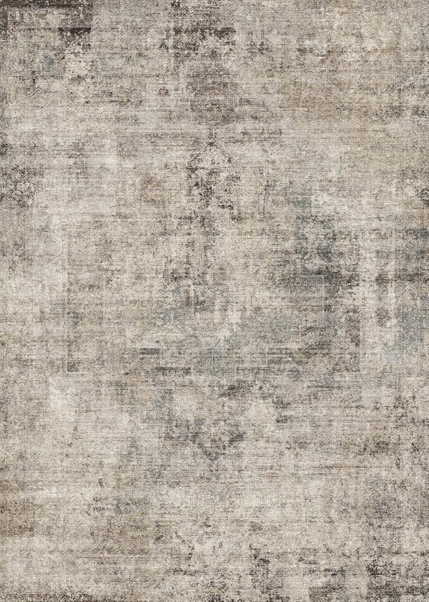 Hazo Haus Farmhouse Taupe 8x12 Area Rug for Living Room, Abstract Medallion Rug for Bedroom & Dining Room, Washable Non-Slip, Fade and Stain Resistant