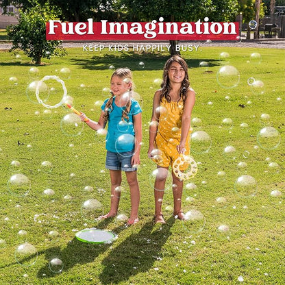 JOYIN Big Bubble Wands Set with with Tray, 21" Giant Bubble Wands Bulk for Kids, Summer, Outdoor Play Period & Birthday Party & Games, 6 Pcs Solution Suitable, Suitable for All Age People