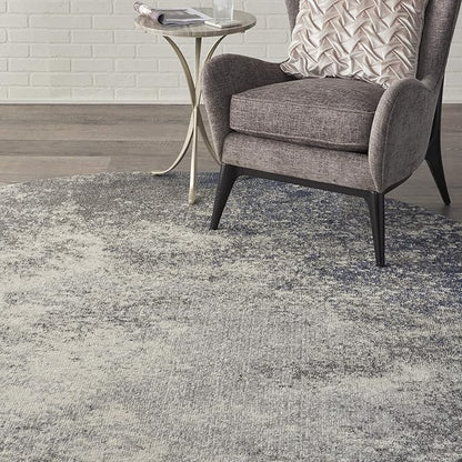 Nourison Home Passion 8' x Round Charcoal Ivory Fabric Modern Area Rug (8' Round)