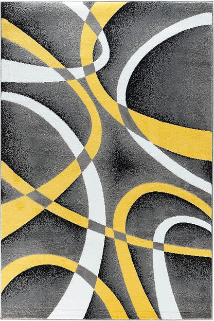 GLORY RUGS Area Rug Modern 8x10 Yellow Soft Contemporary Floor Carpet for Indoor Living Dining Room and Bedroom Area