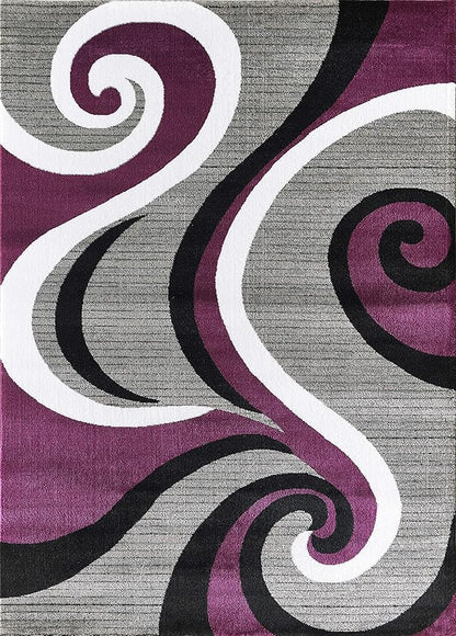GLORY RUGS Modern Area Rug 8x10 Purple Swirls Carpet Bedroom Living Room Contemporary Dining Accent Sevilla Collection 4817 (8x10, Purple)
