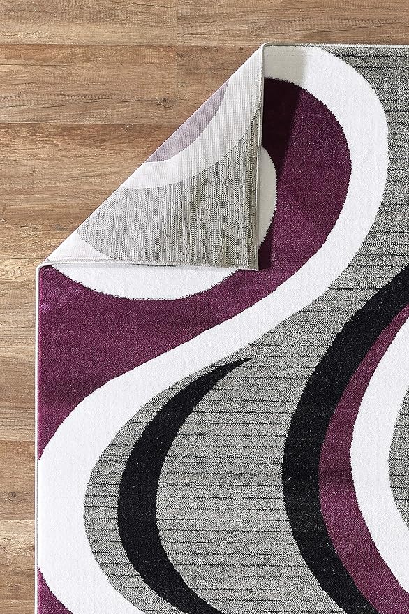 GLORY RUGS Modern Area Rug 8x10 Purple Swirls Carpet Bedroom Living Room Contemporary Dining Accent Sevilla Collection 4817 (8x10, Purple)