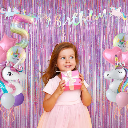 Melsan 2 Pack 3.2 ft x 8.2 ft Tinsel Foil Fringe Curtains Backdrop, Sparkle Metallic Foil Curtains for Party Photo Booth Props Decoration, Pinkish Purple