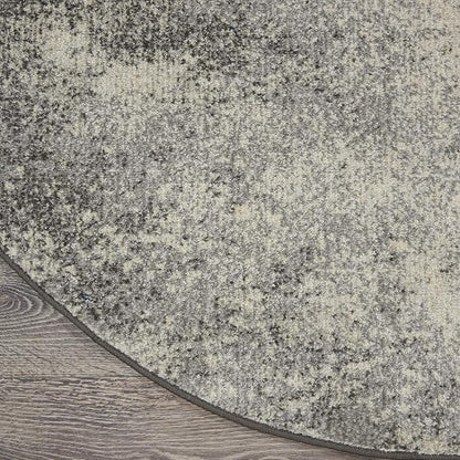 Nourison Home Passion 8' x Round Charcoal Ivory Fabric Modern Area Rug (8' Round)