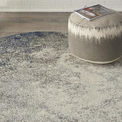 Nourison Home Passion Charcoal/Ivory 5'3'' x Round Area-Rug, Modern, Abstract, Easy-Cleaning, Non Shedding, Bed Room, Living Room, Dining Room, Kitchen, (5' Round)