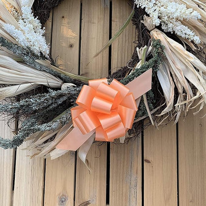 Peach Decorative Gift Pull Bows - 5" Wide, Set of 10, Fall Decor, Christmas, Wreath, Gift Basket Decoration, Autumn, Birthday, Fundraiser, Wedding Reception, Summer