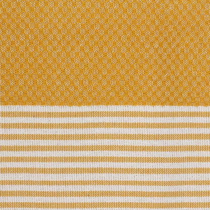 Boho Striped Turkish Hand Towels Set of 2 | 100% Cotton, 16 x 40 Inches | Decorative Bathroom Hair Face Gym Yoga Dishcloth Tea Kitchen Light Weight Quick Dry Farmhouse Towel (Mustard)