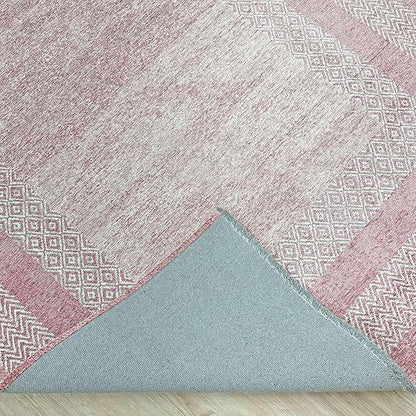 Alfa Rich 7x10 Mauve Lilac Washable Area Rugs for Living Room Bedroom Kitchen Cotton Rug