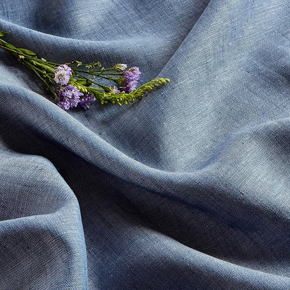 Solino Home Linen Tablecloth 60 x 144 Inch - 100% Pure Linen Blue Denim Table Cloth for Rectangle Tables - Athena, Machine Washable Tablecloth for Spring, Easter
