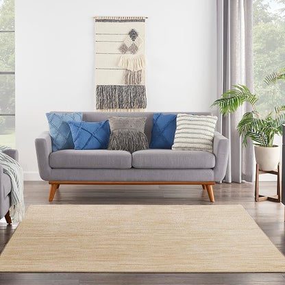 Nourison Home Nourison Essentials Ivory Gold 5' x Square Area Rug - Easy Clean, Non Shedding, Bed Room, Living Room, Dining Room, Kitchen (5' x Square)