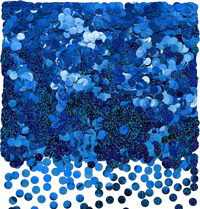 Sparkle Blue Foil Metallic Round Table Confetti Decor Circle Dots Mylar Table Scatter Confetti Wedding Bachelorette Under the Sea Ocean Theme Baby Shower Birthday Party Confetti Decorations, 60g